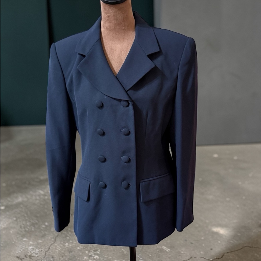 Petite Sophisticate Navy Double-Breasted Blazer